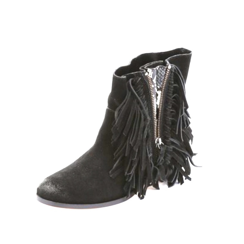 Cynthia Vincent Nibble Suede Fringe Bootie 8.5